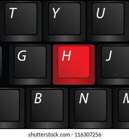 keyboard with red h sign vector illustration