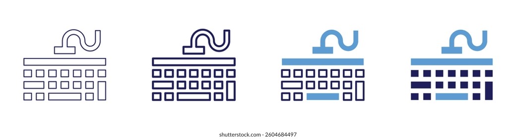 Keyboard replacement keycaps icon in 4 different styles. Thin Line, Line, Bold Line, Duotone. Duotone style. Editable stroke.