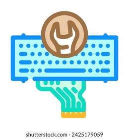 keyboard replacement repair computer color icon vector. keyboard replacement repair computer sign. isolated symbol illustration