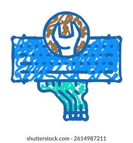 keyboard replacement repair computer doodle icon sketch vector. keyboard replacement repair computer sign. isolated symbol illustration