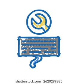 keyboard replacement repair computer doodle icon sketch vector. keyboard replacement repair computer sign. isolated symbol illustration