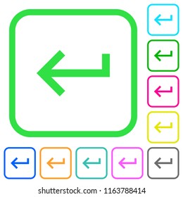 Keyboard return vivid colored flat icons in curved borders on white background