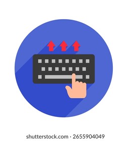 Teclado redondeado de color plano, mini icono de ilustración. uso para el concepto moderno, impresión, interfaz de usuario, kit de UX, Web y desarrollo de App. Vector relacionado con el trabajo a distancia, trabajo desde casa.