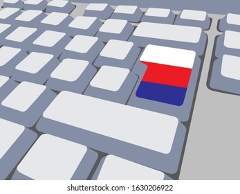 Keyboard with Russia flag,social network concept,vector illustration