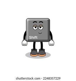 keyboard shift key cartoon couple with shy pose , character design