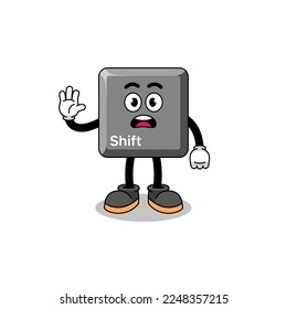 keyboard shift key cartoon illustration doing stop hand , character design