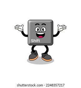 keyboard shift key cartoon searching with happy gesture , character design