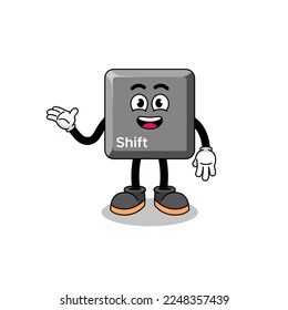 keyboard shift key cartoon with welcome pose , character design