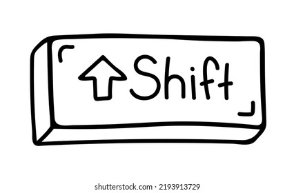 Keyboard shift key doodle drawing. Vector illustration on a white background