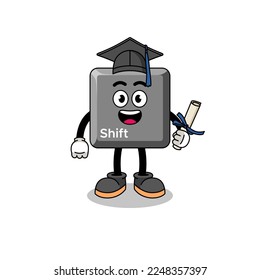 mascota de teclas de desplazamiento de teclado con pose de graduación , diseño de caracteres