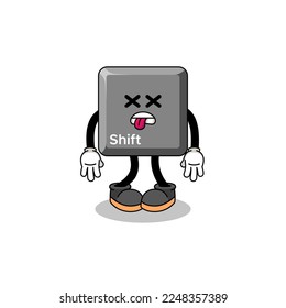 keyboard shift key mascot illustration is dead , character design