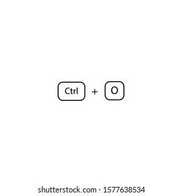 Keyboard shortcut Ctrl O sign. To open an existing file