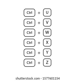 Teclado atajo Ctrl+U, V,Y,W,Z,X signo .Paste. signo de corte. Cerrar signo de tabulación,