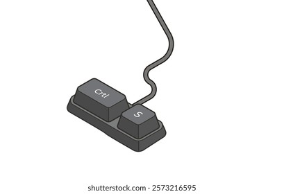 Keyboard shortcuts Crtl + S in isometric style. Illustration of keyboard elements.