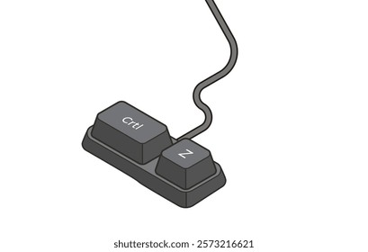 Keyboard shortcuts Crtl + Z in isometric style. Illustration of keyboard elements.