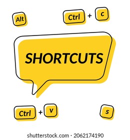 Keyboard shortcuts. Hotkey. Shortcut key. Hotkey combination. Vector illustration.