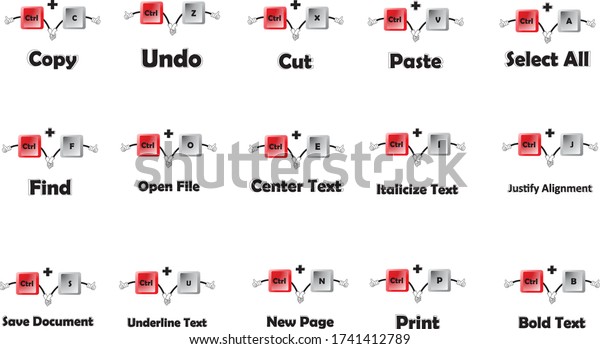 Keyboard Shortcuts Keys icons. Keyboard Shortcuts Keys\
set to cut copy paste cancel. Keyboard Shortcuts Keys vector\
graphic illustratio. esp\
10