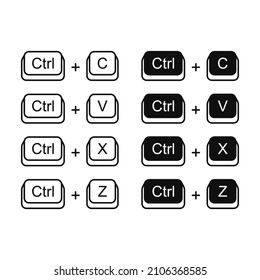 Keyboard Shortcuts Set. Cut Copy Paste And Undo. Vector