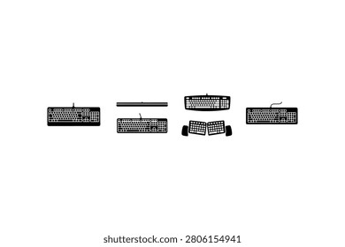 Keyboard Silhouette Vector Icon Collection Set