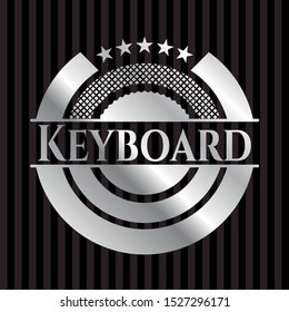 Keyboard silver emblem or badge. Vector Illustration. Mosaic.