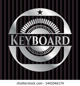 Keyboard silvery shiny badge. Vector Illustration. Mosaic.