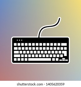 Keyboard simple sign. Black icon in white shell at pastel color background. Illustration.