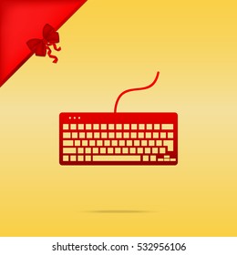 Keyboard simple sign. Cristmas design red icon on gold background.