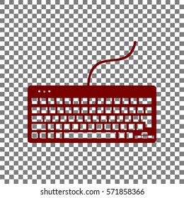 Keyboard simple sign. Maroon icon on transparent background.