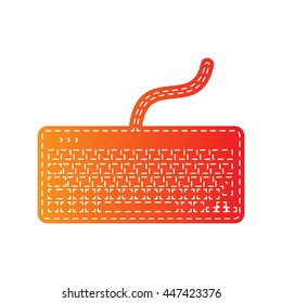 Keyboard simple sign. Orange applique isolated.