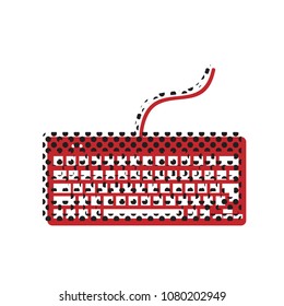 Keyboard simple sign. Vector. Brown icon with shifted black circle pattern as duplicate at white background. Isolated.