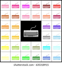 Keyboard simple sign. Vector. Felt-pen 33 colorful icons at white and black backgrounds. Colorfull.