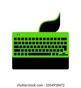 Keyboard simple sign. Vector. Green 3d icon with black side on white background. Isolated.