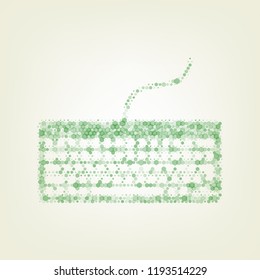 Keyboard simple sign. Vector. Green hexagon rastered icon and noised opacity and size at light green background with central light.