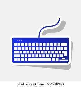 Keyboard simple sign. Vector. New year bluish icon with outside stroke and gray shadow on light gray background.