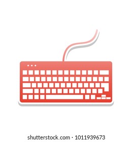 Keyboard simple sign. Vector. Reddish icon with white and gray shadow on white background. Isolated.