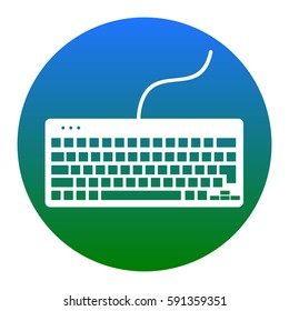 Keyboard simple sign. Vector. White icon in bluish circle on white background. Isolated.