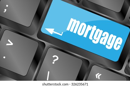 Keyboard with single button showing the word mortgage, vector illustration