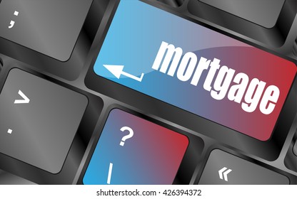 Keyboard with single button showing the word mortgage, vector