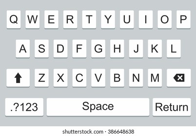 Keyboard of smartphone, alphabet buttons. Qwerty Vector illustration