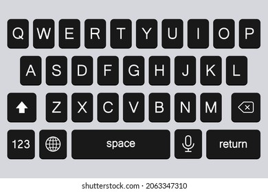 Keyboard for smartphone in black. Vector illustration