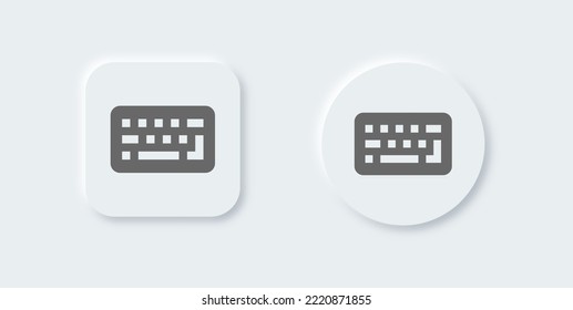 Keyboard solid icon in neomorphic design style. Computer button signs vector illustration.