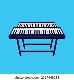 Keyboard mit Stand auf blauem Hintergrund. Vektor EPS10