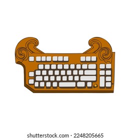 Keyboard in steampunk style - hand drawn vector illustration. Flat color design.