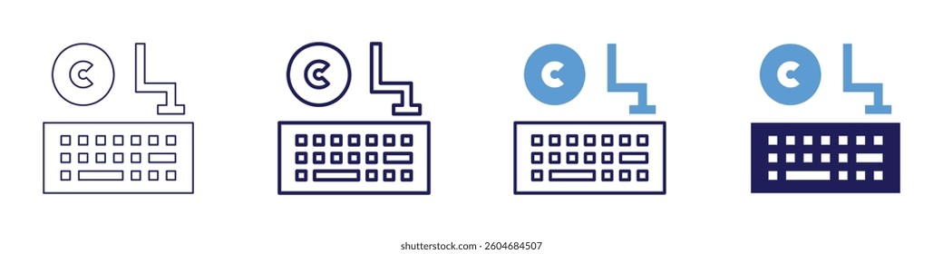 Keyboard switch types icon in 4 different styles. Thin Line, Line, Bold Line, Duotone. Duotone style. Editable stroke.