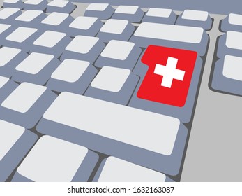 Keyboard with Switzerland flag,social network concept,vector illustration