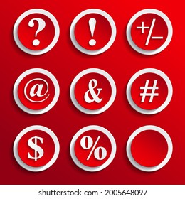 keyboard symbol in red icons