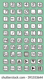 Keyboard symbol vector illustration on a green background