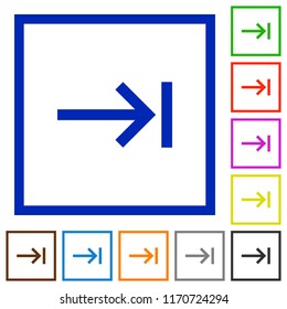 Keyboard tab flat color icons in square frames on white background