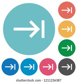 Keyboard tab flat white icons on round color backgrounds