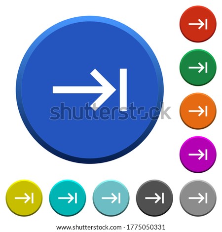Keyboard tab round color beveled buttons with smooth surfaces and flat white icons